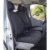 Renault Trafic 2001-2006 Driver (With Armrest) And Front Double Passenger Seat Covers - Black